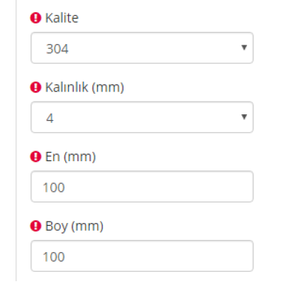 Özel Kesim Paslanmaz Çelik